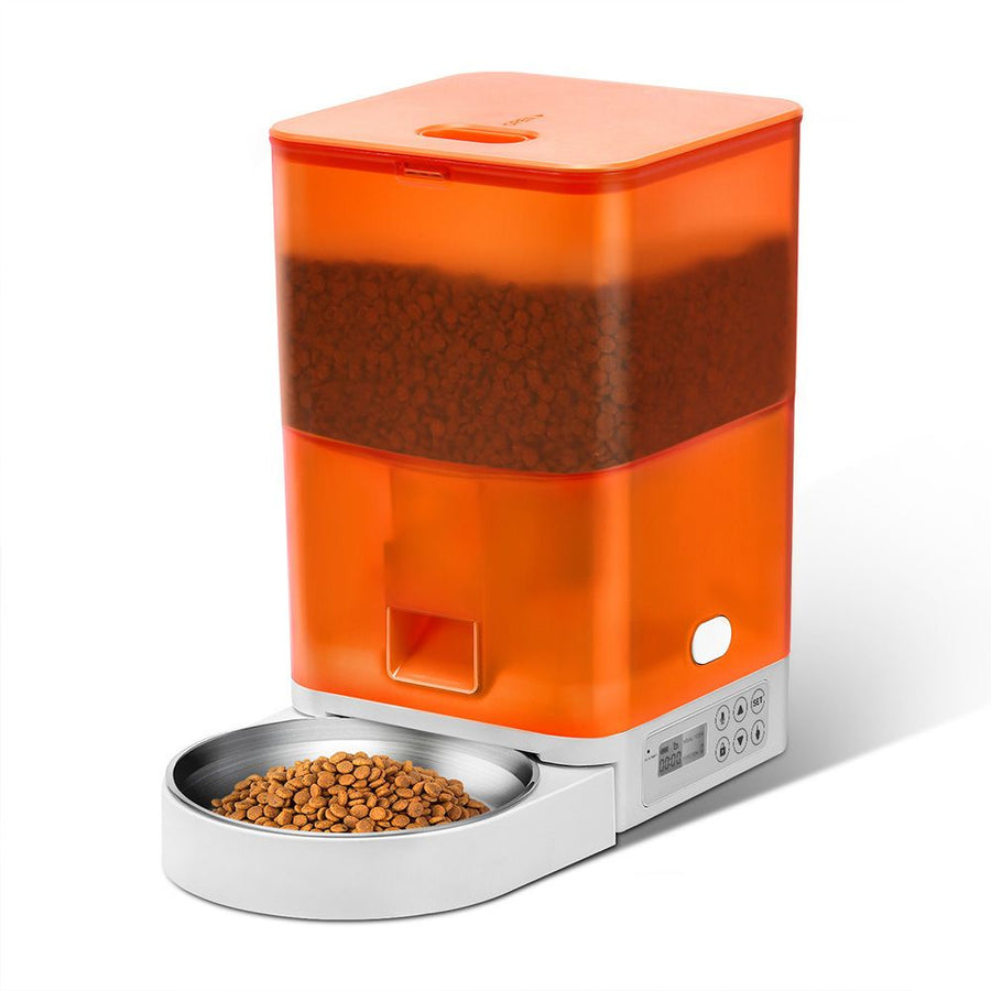 Smart Pet Feeder with WiFi and Button Control, 4L Automatic Cat and Dog Food Dispenser with Removable Stainless Steel Bowl, Ideal for Busy Owners, Travel, and Home Use (Grey, Button Version)