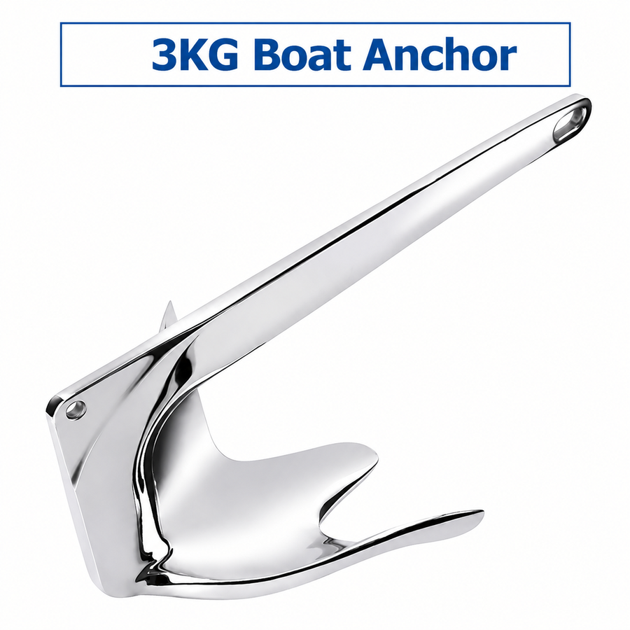 Bruce Style Anchor with Mirror Polished Finish for Boat and Yacht Mooring in Various Marine Environments (2.5kg)