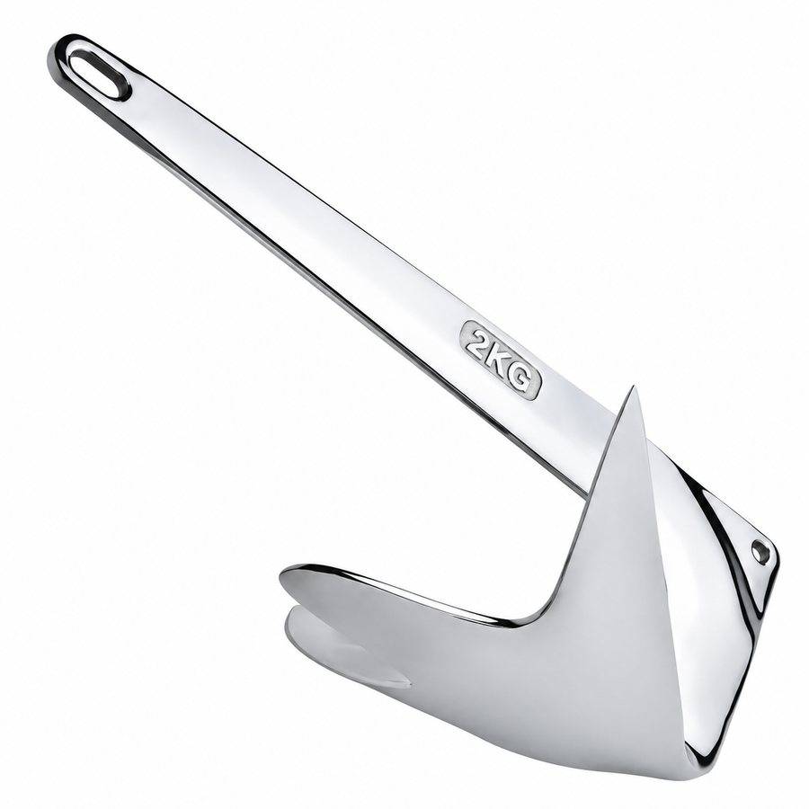 Bruce Style Anchor with Mirror Polished Finish for Boat and Yacht Mooring in Various Marine Environments (2kg)