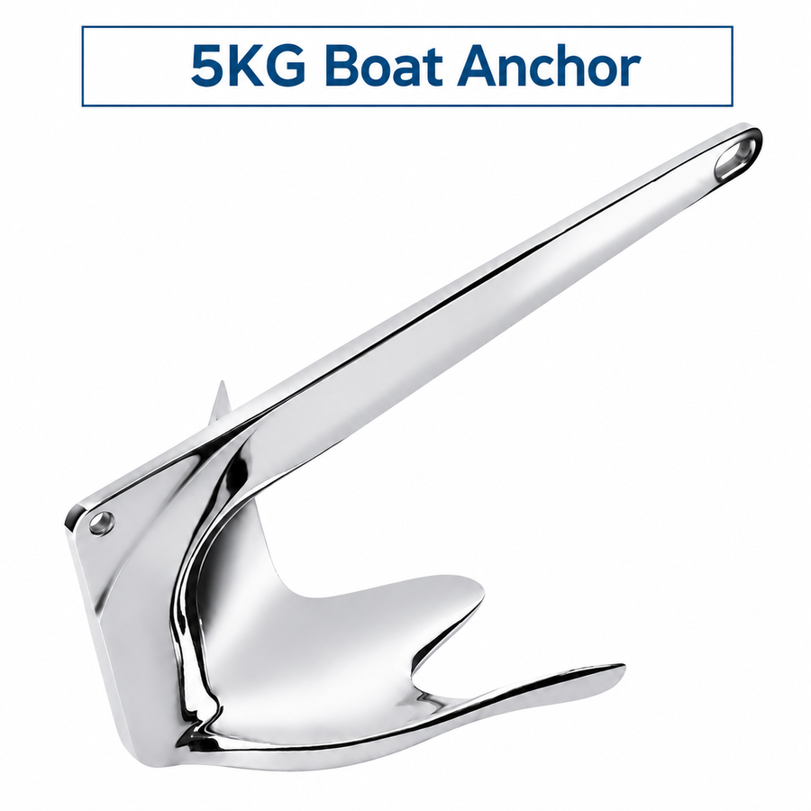 Bruce Style Anchor with Mirror Polished Finish for Boat and Yacht Mooring in Various Marine Environments (2kg)