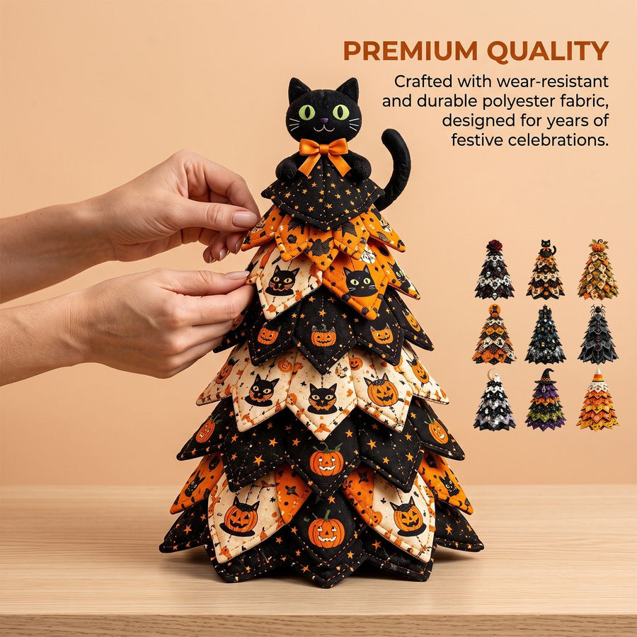 Spooky DIY Felt Halloween Tree Kit – Create a Whimsical Holiday Centerpiece with Pre-Cut Fabric, Plush Fill, and Adorable Ghostly Charms for Mantel, Desk, or Shelf Décor. (Large Pumpkin)