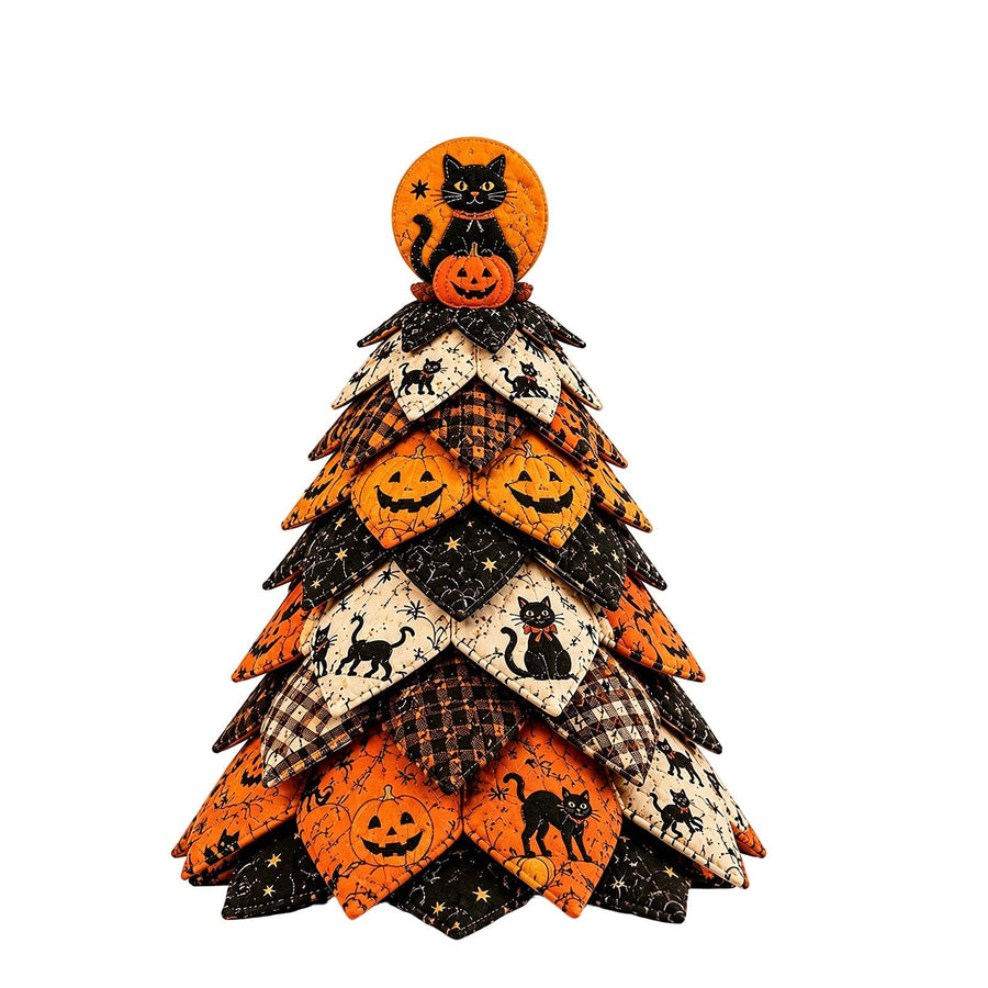 Spooky DIY Felt Halloween Tree Kit – Create a Whimsical Holiday Centerpiece with Pre-Cut Fabric, Plush Fill, and Adorable Ghostly Charms for Mantel, Desk, or Shelf Décor. (Large Pumpkin)