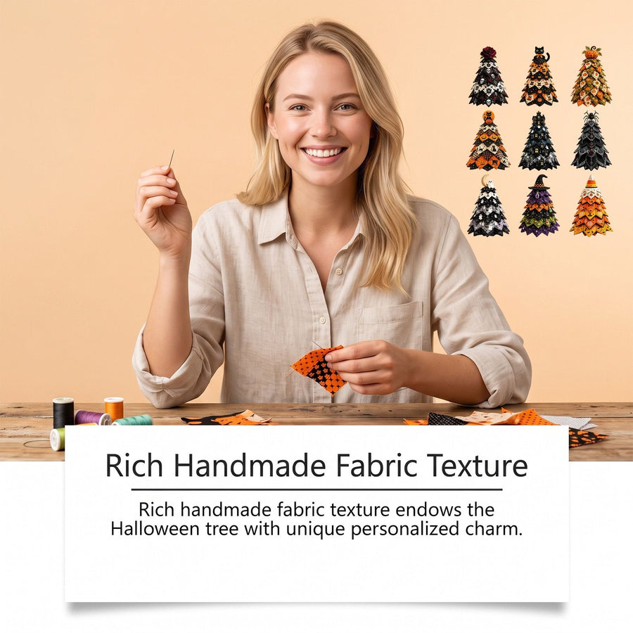 Spooky DIY Felt Halloween Tree Kit – Create a Whimsical Holiday Centerpiece with Pre-Cut Fabric, Plush Fill, and Adorable Ghostly Charms for Mantel, Desk, or Shelf Décor. (Pointed Hat)