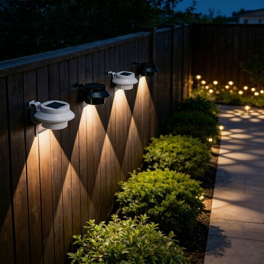 Solar Powered Smart Wall Light with Auto Dusk-to-Dawn Sensor, IP65 Waterproof Fence & Garden Accent Lighting, Available in 3000K Warm White or 6000K Cool White, Ideal for Patio, Pathway, and Courtyard Ambient Glow (16PCS, Black Housing‑Cool White Light)