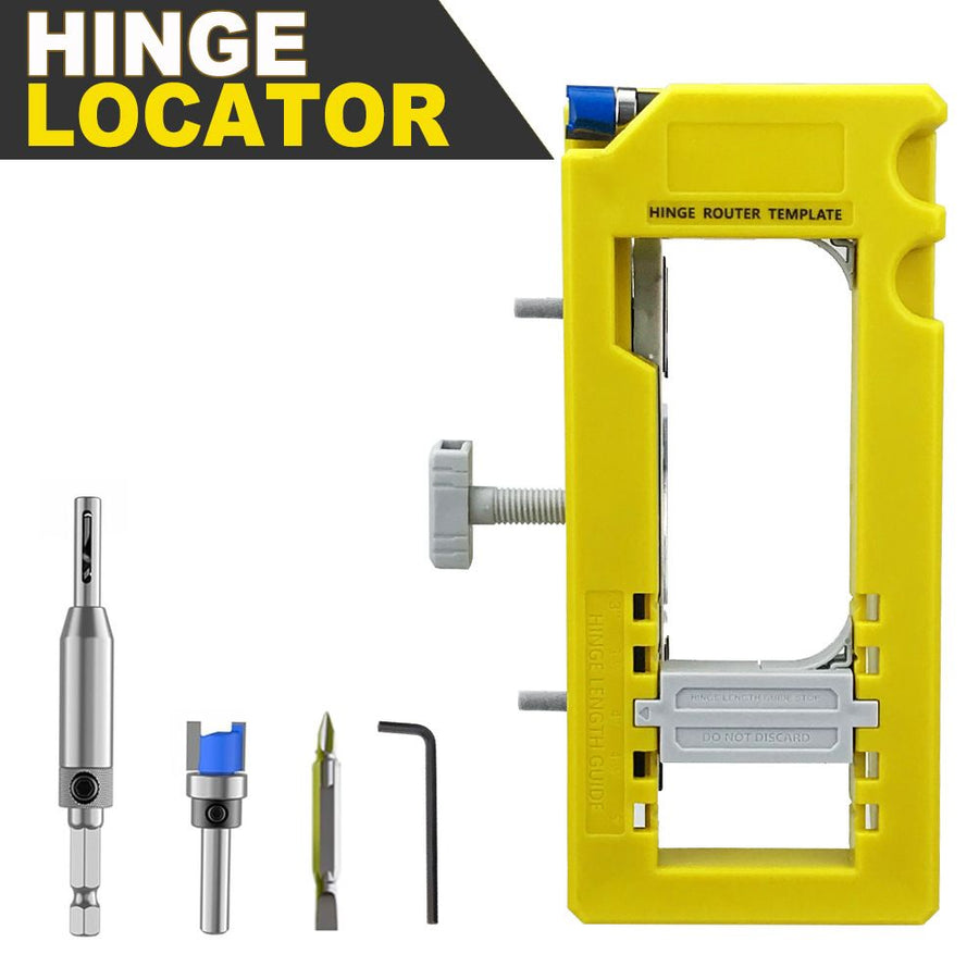 Hinge Mortise Template Jig for Wooden Doors with Adjustable Router Guide and Drill Bit Set for Precise Door Hardware Installation (Green)