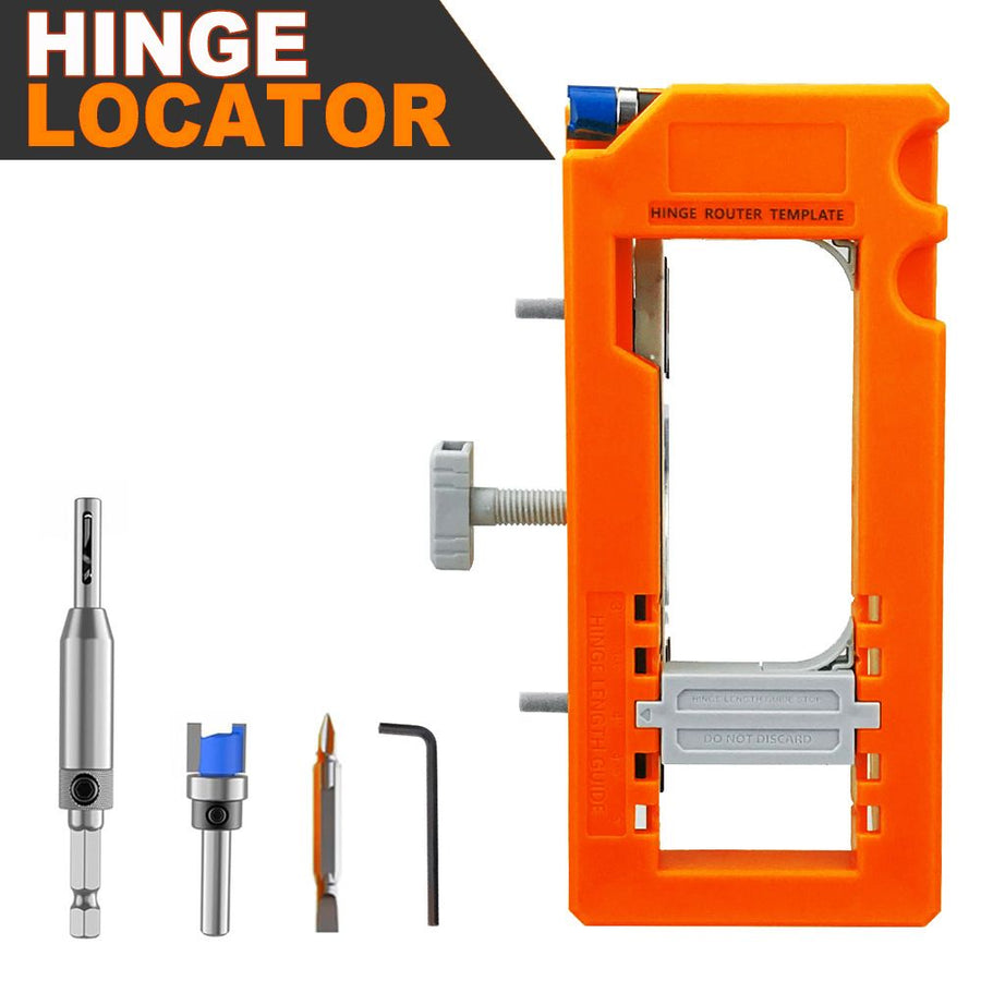 Hinge Mortise Template Jig for Wooden Doors with Adjustable Router Guide and Drill Bit Set for Precise Door Hardware Installation (Grey)