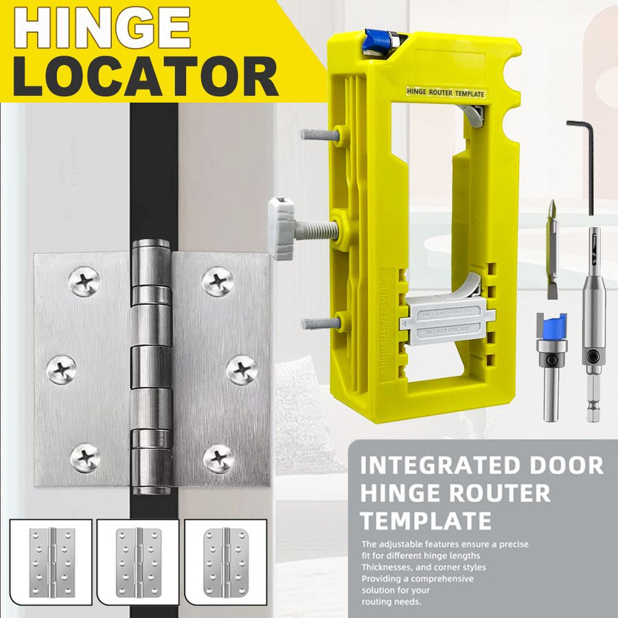 Hinge Mortise Template Jig for Wooden Doors with Adjustable Router Guide and Drill Bit Set for Precise Door Hardware Installation (Orange)