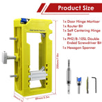 Hinge Mortise Template Jig for Wooden Doors with Adjustable Router Guide and Drill Bit Set for Precise Door Hardware Installation (Orange)