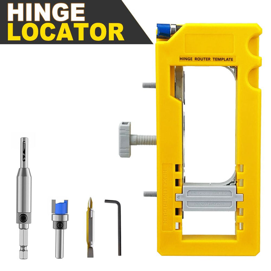 Hinge Mortise Template Jig for Wooden Doors with Adjustable Router Guide and Drill Bit Set for Precise Door Hardware Installation (Orange)