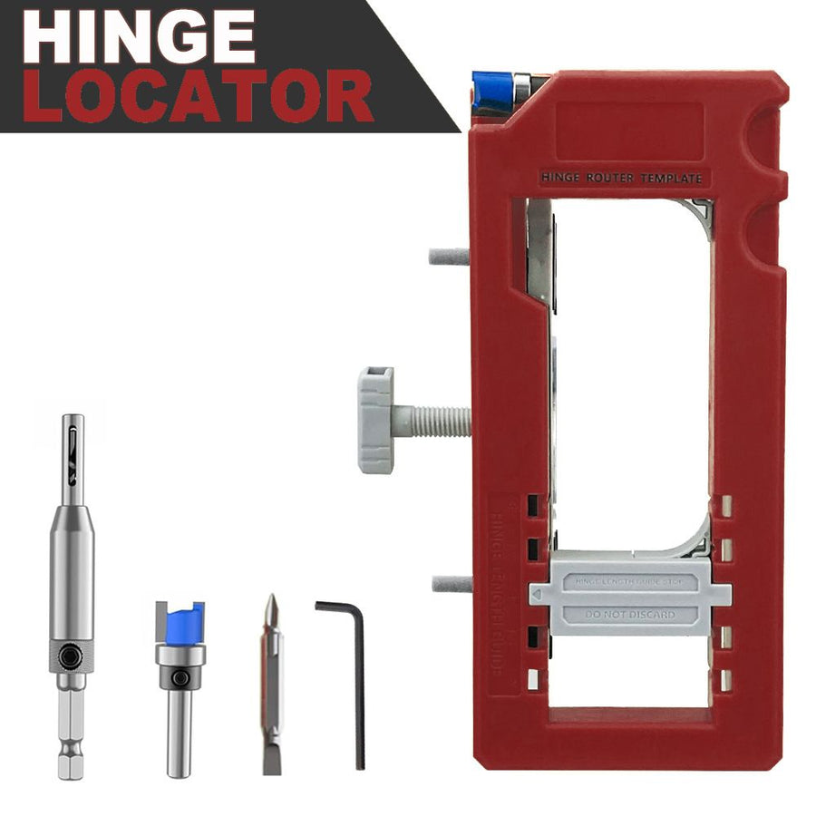 Hinge Mortise Template Jig for Wooden Doors with Adjustable Router Guide and Drill Bit Set for Precise Door Hardware Installation (Orange)