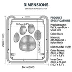 Self-Closing Pet Screen Door for Sliding Windows and Screens – Durable ABS Frame, Scratch-Resistant Mesh, Ideal for Cats and Small Dogs, Easy Installation, Keep Bugs Out While Letting Pets In (S,Black)