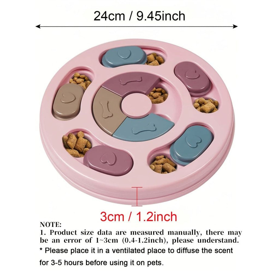 Interactive Dog Puzzle Feeder Toy, Slow Feeder with Sliding Lids for Mental Stimulation, Fun Treat Hide & Seek Game for Boredom Relief and Healthy Eating (Blush)