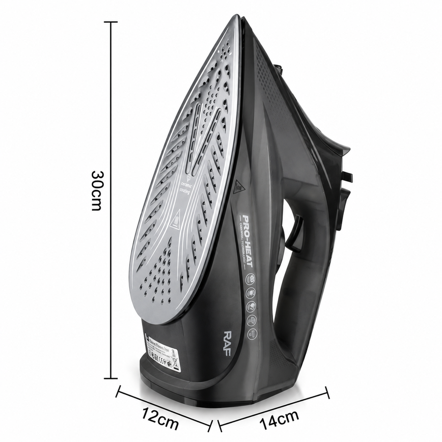 2200W Handheld Electric Steam Iron with Ceramic Soleplate, Continuous Steam and Vertical Ironing for Home Clothes Wrinkles (Black)