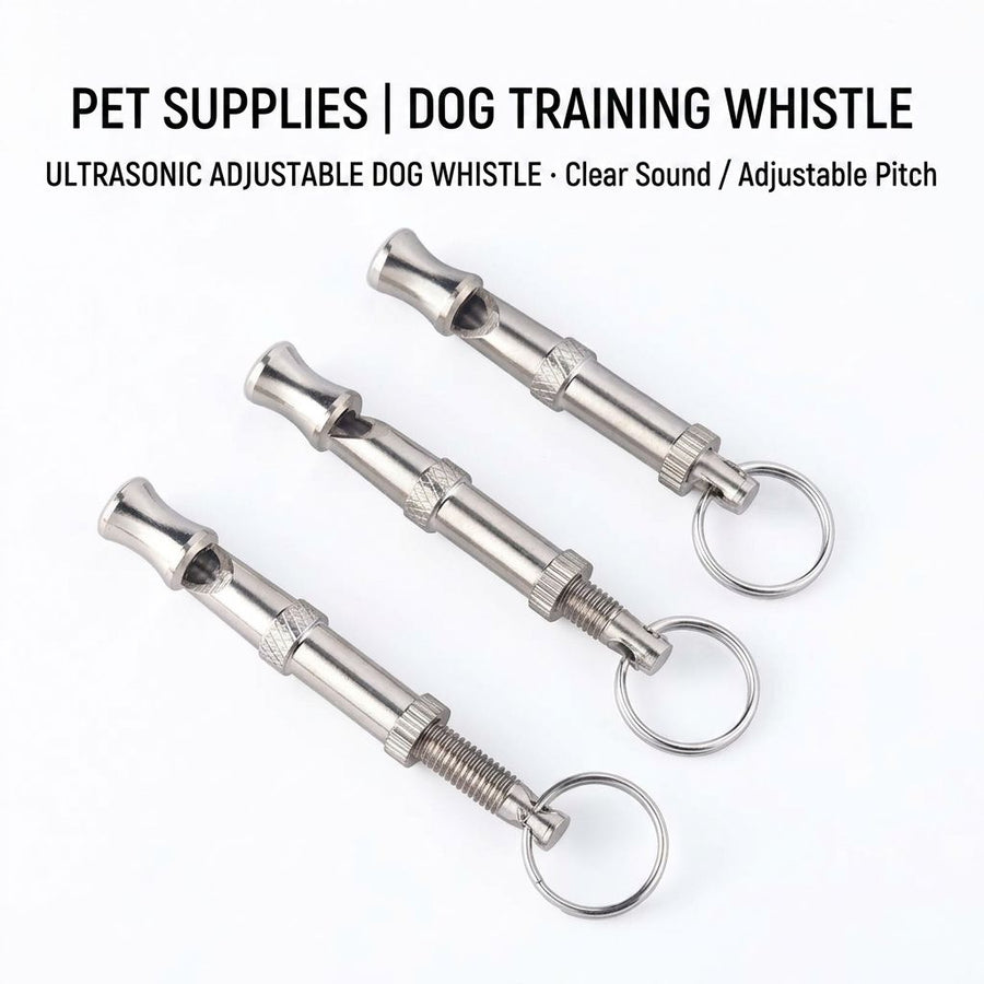 Adjustable Ultrasonic Dog Whistle for Training – Precision-Tuned Metal Whistle with Pitch Adjustment, Portable Lanyard Clip, and Clear High-Frequency Sound for Recall, Obedience Commands, and Behavioral Cue Training (Silver)