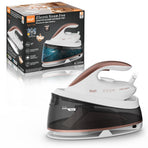Professional Steam Station Iron with Ceramic Soleplate and Large Water Tank for Fast Wrinkle Removal on All Fabrics at Home (White)