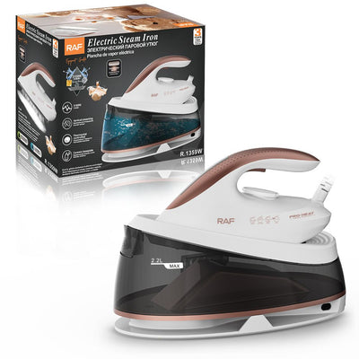 Professional Steam Station Iron with Ceramic Soleplate and Large Water Tank for Fast Wrinkle Removal on All Fabrics at Home (White)