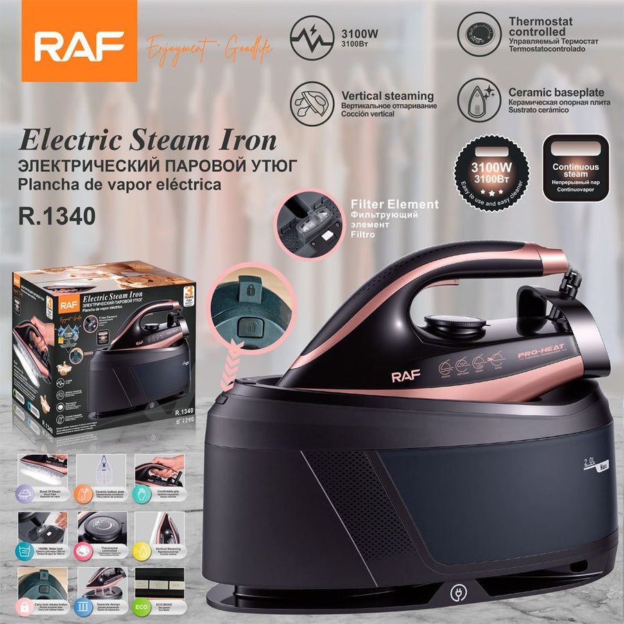 Professional Steam Station Iron with Ceramic Soleplate and Large Water Tank for Fast Wrinkle Removal on All Fabrics at Home (White)