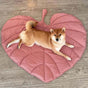 Ginkgo Leaf Shaped Pet Mat – Thickened Multi-Use Plush Blanket & Cushion for Cats and Dogs, All-Season Floor Bed, Crate Pad and Cozy Throw (Pink)