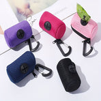 Portable Poop Bag Holder Dispenser for Dog Walking – Mesh Roll Bag Storage Case with Carabiner Clip, Easy One-Hand Pull for Outdoor Pet Waste Cleanup (Navy)