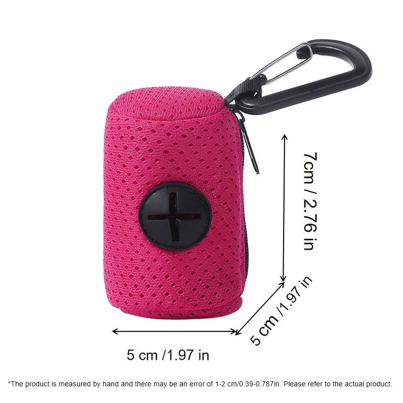 Portable Poop Bag Holder Dispenser for Dog Walking – Mesh Roll Bag Storage Case with Carabiner Clip, Easy One-Hand Pull for Outdoor Pet Waste Cleanup (Navy)