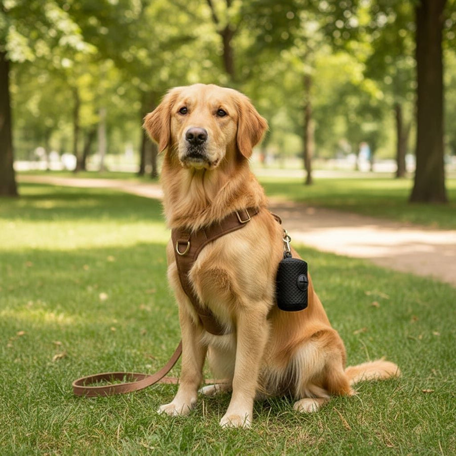 Portable Poop Bag Holder Dispenser for Dog Walking – Mesh Roll Bag Storage Case with Carabiner Clip, Easy One-Hand Pull for Outdoor Pet Waste Cleanup (Navy)