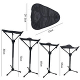 Adjustable Portable Folding Stool with Aluminum Alloy Telescopic Legs for Outdoor Camping, Fishing, Hiking, and Beach Lounging – Compact Tripod Seat with Slope Mode, Carry Bag Included (Black) - Front View