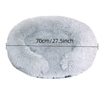 USB-Powered Heated Round Pet Bed with Removable Washable Cover, 5-Level Temperature and Timer Control, Cozy Plush Warming Nest for Small Dogs and Cats Indoor Winter Use (Grey, 70cm)