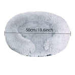 USB-Powered Heated Round Pet Bed with Removable Washable Cover, 5-Level Temperature and Timer Control, Cozy Plush Warming Nest for Small Dogs and Cats Indoor Winter Use (Grey, 70cm)