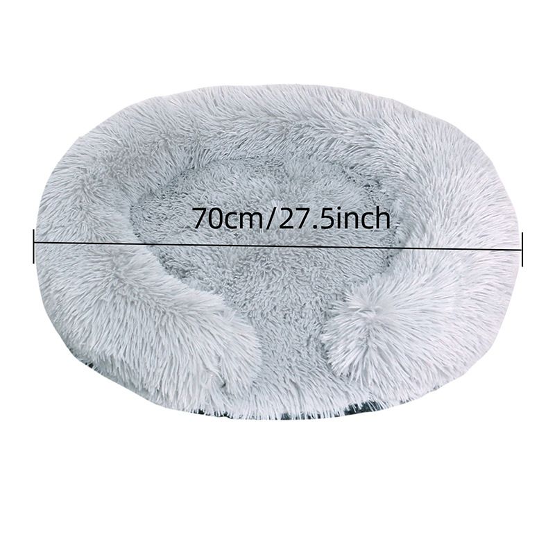 USB-Powered Heated Round Pet Bed with Removable Washable Cover, 5-Level Temperature and Timer Control, Cozy Plush Warming Nest for Small Dogs and Cats Indoor Winter Use (Grey, 70cm)