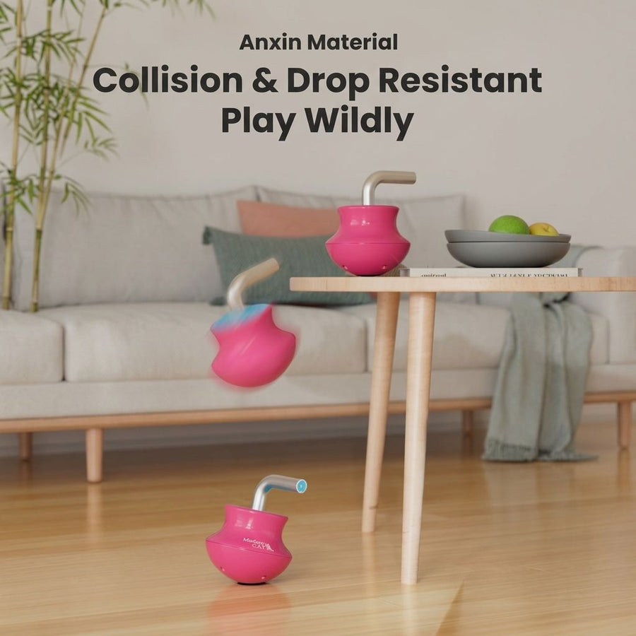 Interactive Tumbler Cat Toy with 360° Rotating Laser Pointer – Auto-Activated, Low-Noise, Self-Entertainment Play for Indoor Cats, Durable Anti-Tip Design for Floor or Carpet Fun (Pink)