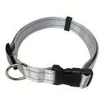 Reflective Dog Collar with Adjustable Nylon Webbing – Safe & Visible Pet Gear for Walks, Outdoor Adventures, and Nighttime Visibility (M, Green)