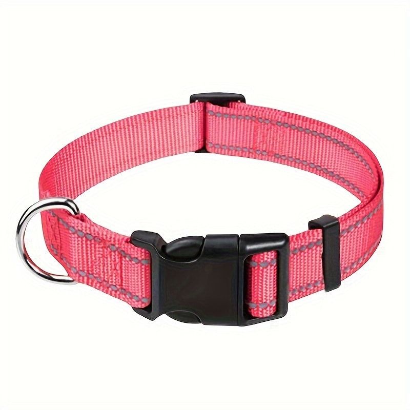 Reflective Dog Collar with Adjustable Nylon Webbing – Safe & Visible Pet Gear for Walks, Outdoor Adventures, and Nighttime Visibility (XS, Green)