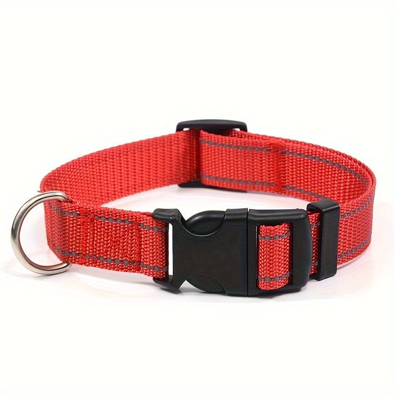 Reflective Dog Collar with Adjustable Nylon Webbing – Safe & Visible Pet Gear for Walks, Outdoor Adventures, and Nighttime Visibility (XS, Green)