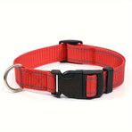 Reflective Dog Collar with Adjustable Nylon Webbing – Safe & Visible Pet Gear for Walks, Outdoor Adventures, and Nighttime Visibility (XS, Orange)