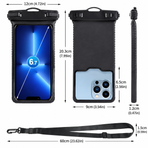 Waterproof Phone Pouch IPX8 Floating Dry Bag with Lanyard, Universal Touchscreen Case for Beach, Swimming, Boating, Hiking, Rainy Commute and Outdoor Work (Black)