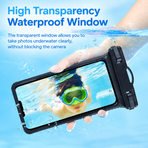 Waterproof Phone Pouch IPX8 Floating Dry Bag with Lanyard, Universal Touchscreen Case for Beach, Swimming, Boating, Hiking, Rainy Commute and Outdoor Work (Black)