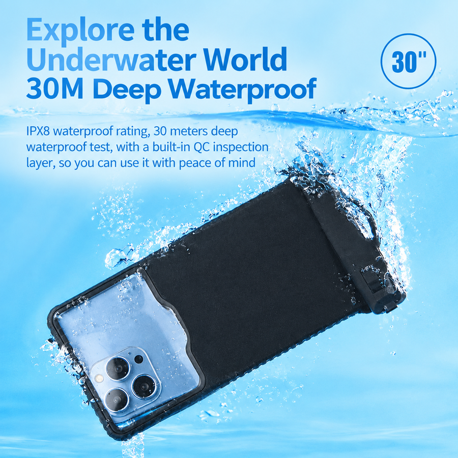 Waterproof Phone Pouch IPX8 Floating Dry Bag with Lanyard, Universal Touchscreen Case for Beach, Swimming, Boating, Hiking, Rainy Commute and Outdoor Work (Black)