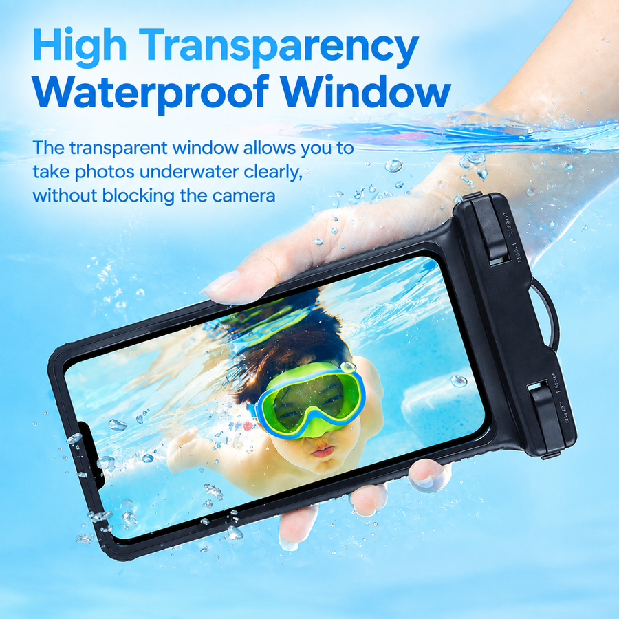 Waterproof Phone Pouch IPX8 Floating Dry Bag with Lanyard, Universal Touchscreen Case for Beach, Swimming, Boating, Hiking, Rainy Commute and Outdoor Work (Orange)