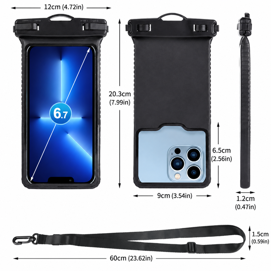 Waterproof Phone Pouch IPX8 Floating Dry Bag with Lanyard, Universal Touchscreen Case for Beach, Swimming, Boating, Hiking, Rainy Commute and Outdoor Work (Purple)