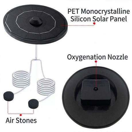 Solar-Powered Aquarium Air Pump with 2000mAh Backup Battery, Dual Outlets for Fish Tank, Pond & Landscape, image 4