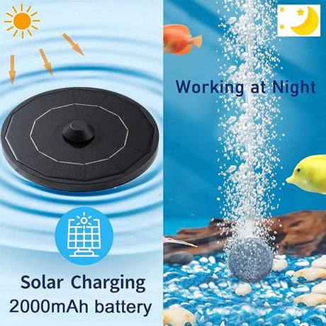 Solar-Powered Aquarium Air Pump with 2000mAh Backup Battery, Dual Outlets for Fish Tank, Pond & Landscape, image 6