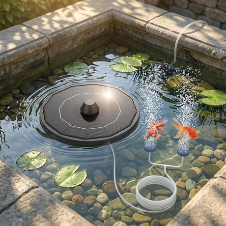 Solar-Powered Aquarium Air Pump with 2000mAh Backup Battery, Dual Outlets for Fish Tank, Pond & Landscape, image 7