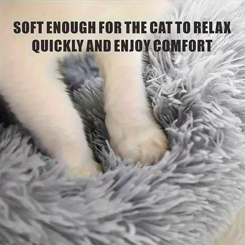 Plush Pet Nest Soft Donut Cat Bed – Cozy Round Couch for Cats and Small Dogs, Comfortable Sleeping Spot for Warmth and Deep Sleep, Suitable for Indoor Home Use (M, Pink)
