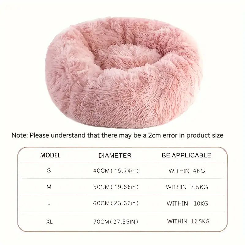 Plush Pet Nest Soft Donut Cat Bed – Cozy Round Couch for Cats and Small Dogs, Comfortable Sleeping Spot for Warmth and Deep Sleep, Suitable for Indoor Home Use (S, Grey)