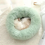 Plush Pet Nest Soft Donut Cat Bed – Cozy Round Couch for Cats and Small Dogs, Comfortable Sleeping Spot for Warmth and Deep Sleep, Suitable for Indoor Home Use (XL, Grey)