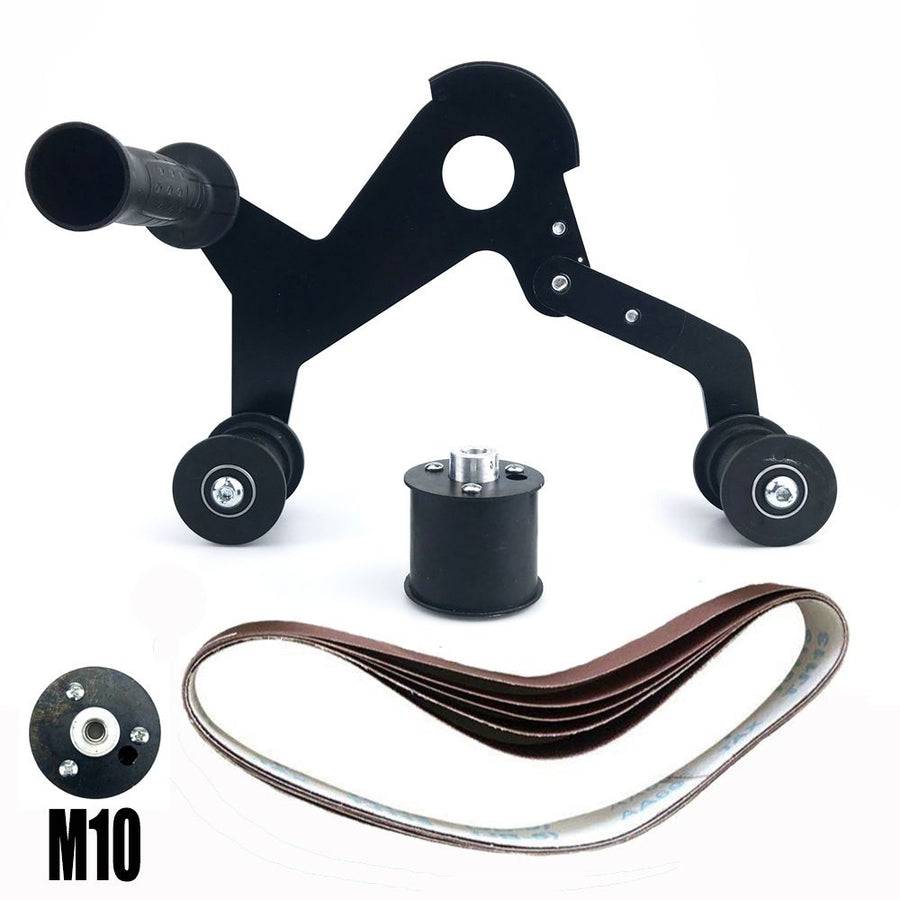 Angle Grinder Belt Sander Attachment Metal Bracket with Three Roller Support for Pipe Tube 360 Degree Sanding Polishing Woodworking Metalworking (40mm Sanding Belts 10pk (600 Grit))