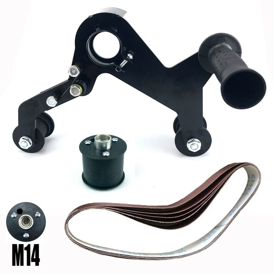 Angle Grinder Belt Sander Attachment Metal Bracket with Three Roller Support for Pipe Tube 360 Degree Sanding Polishing Woodworking Metalworking (40mm Sanding Belts 10pk (600 Grit))