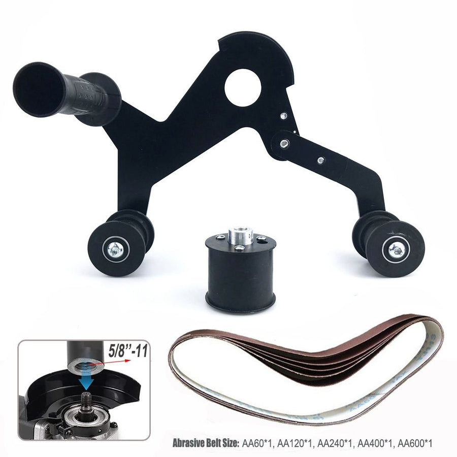 Angle Grinder Belt Sander Attachment Metal Bracket with Three Roller Support for Pipe Tube 360 Degree Sanding Polishing Woodworking Metalworking (Round Tube Sander (M14))
