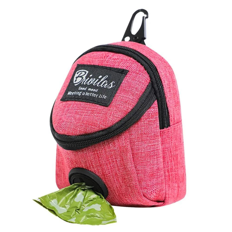 Compact mini backpack dog waste bag holder keeps your hands free during walks and training. Clips to leash or harness, stores rolls of bags plus small treats. Say goodbye to messy pockets. (Grey)