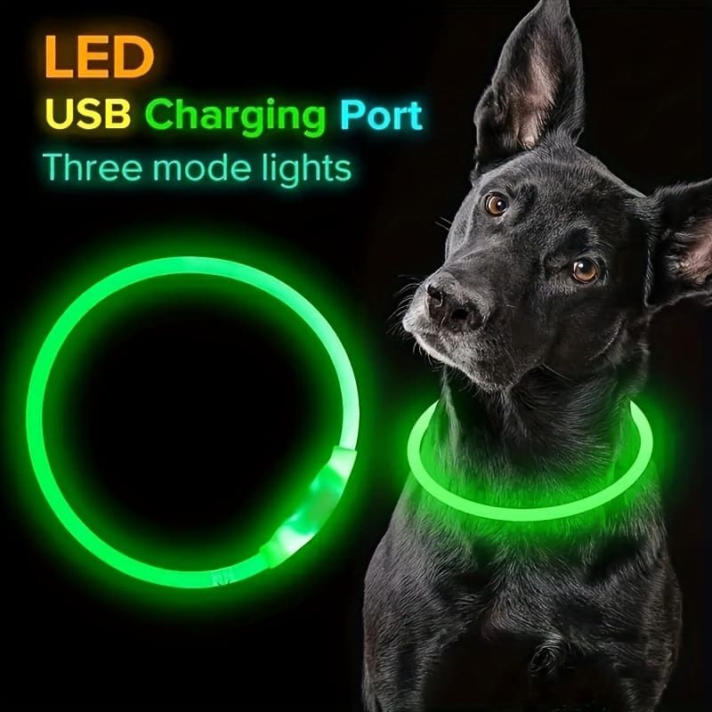 USB Rechargeable LED Glow Pet Collar, Soft Silicone Night Safety Dog & Cat Collar with 6 Colors, 3 Modes, Adjustable Length for Small, Medium, Large Pets, Ideal for Evening Walks and Outdoor Visibility (S, Pink)